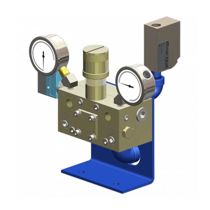 DELIMON DR460 Change-Over Valve with Limit Switch Pressure Gauges Mounting Bracket and Line Strainer